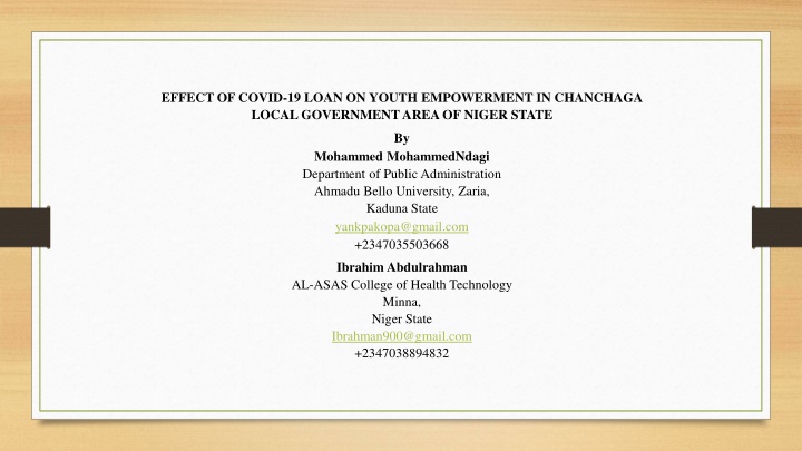 effect of covid 19 loan on youth empowerment