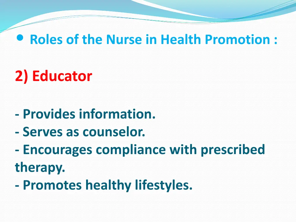 roles of the nurse in health promotion 1