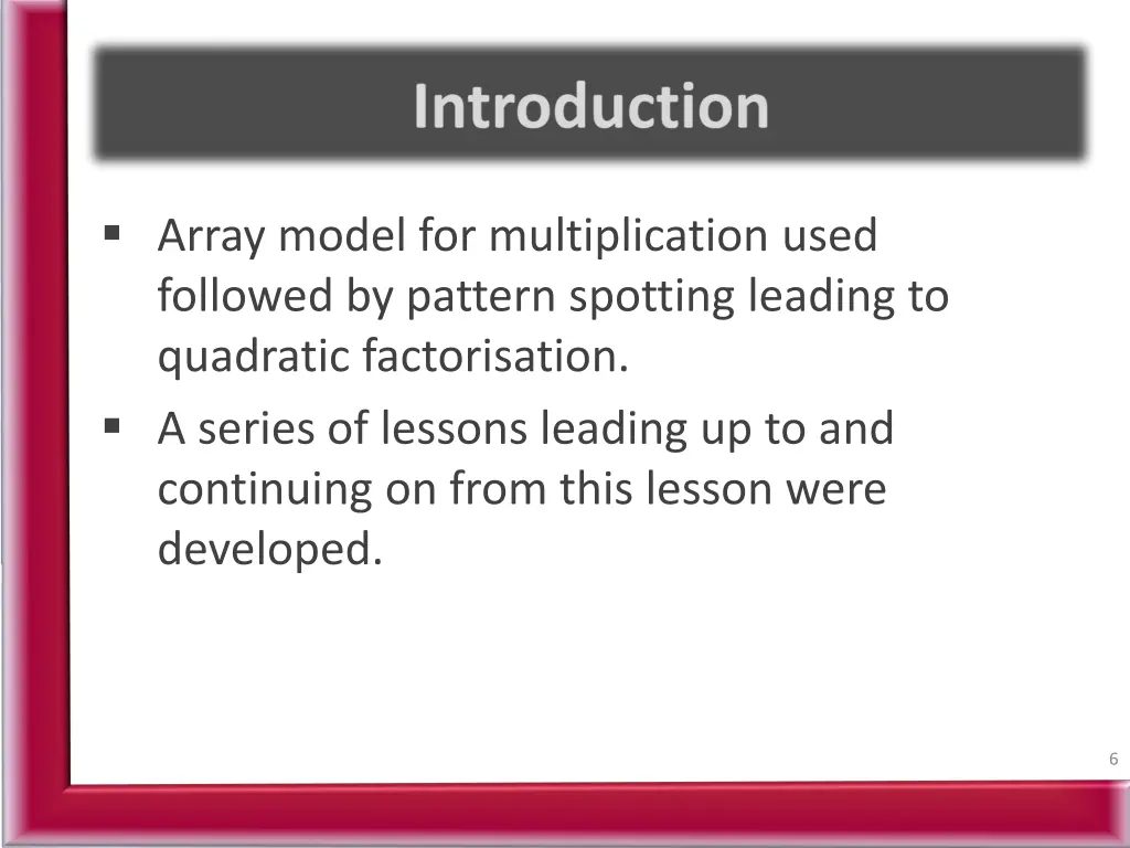 array model for multiplication used followed