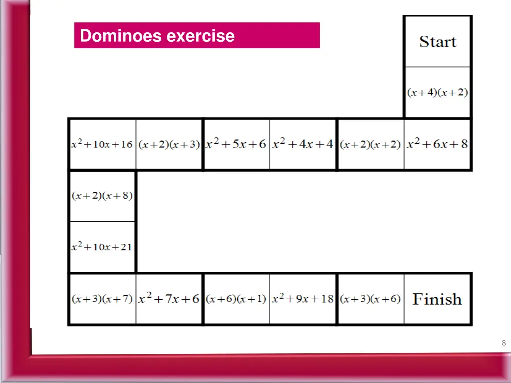 dominoes exercise