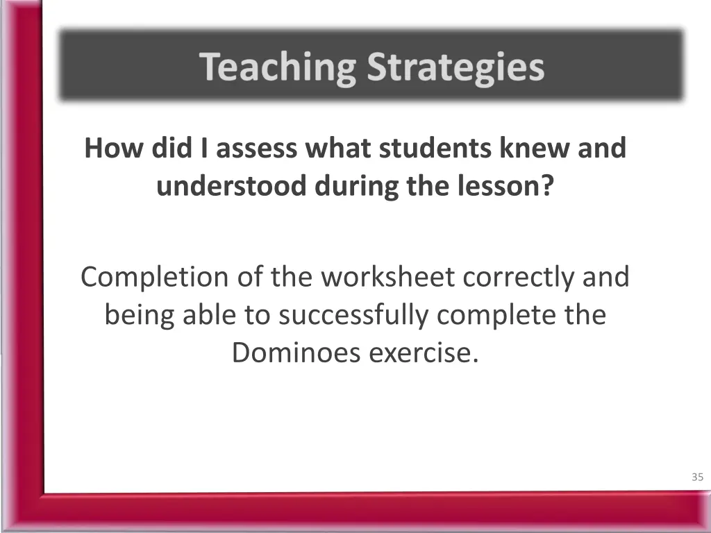 how did i assess what students knew