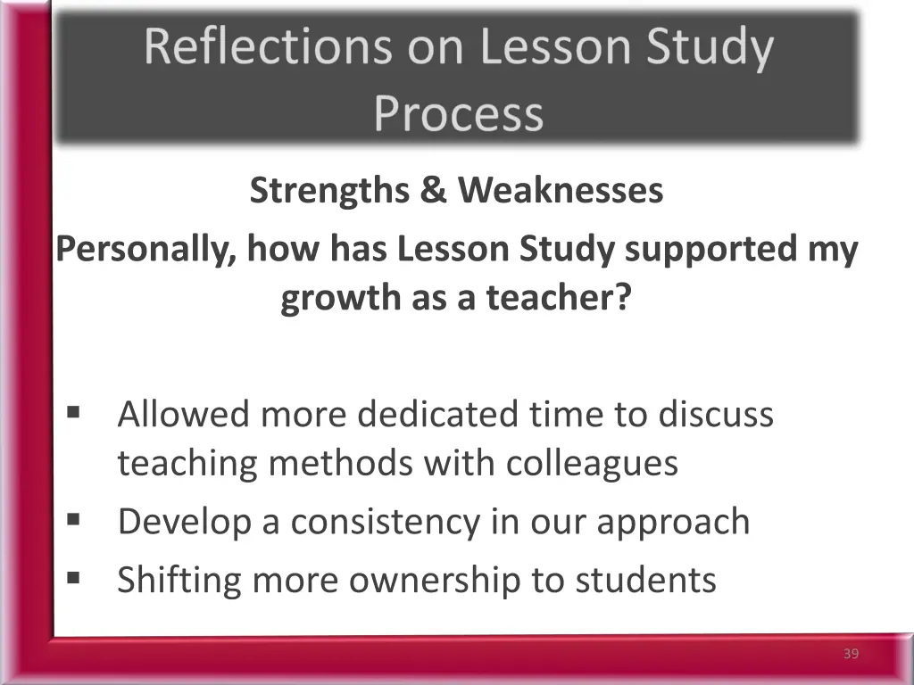 strengths weaknesses personally how has lesson