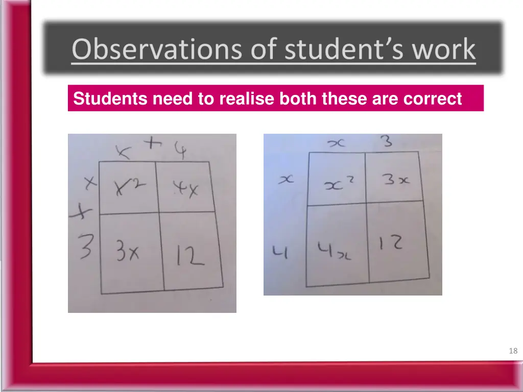 students need to realise both these are correct