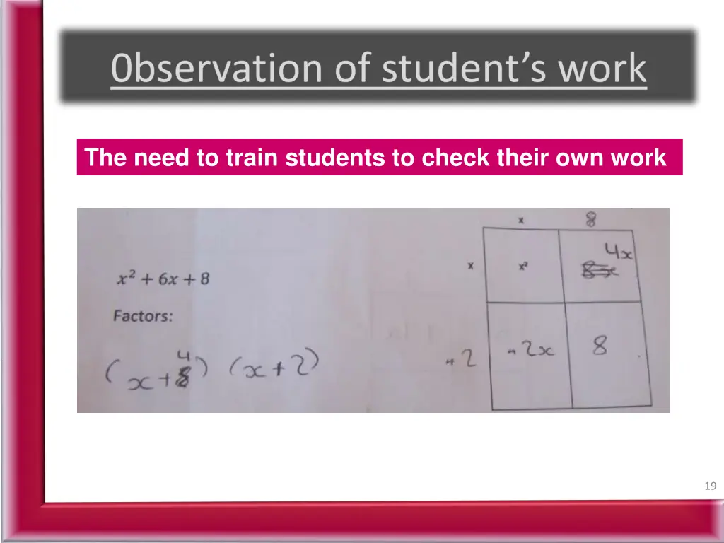 the need to train students to check their own work