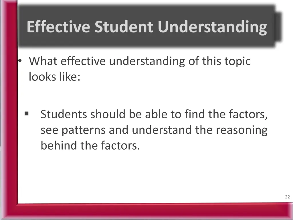 what effective understanding of this topic looks