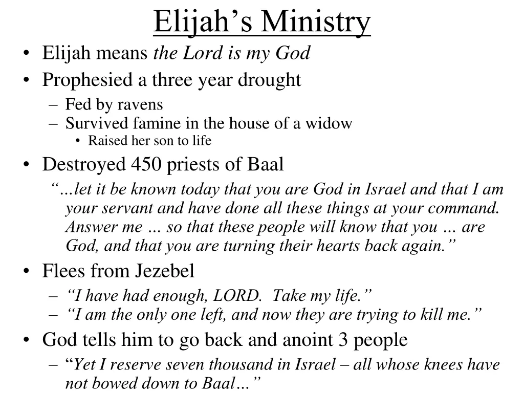 elijah s ministry