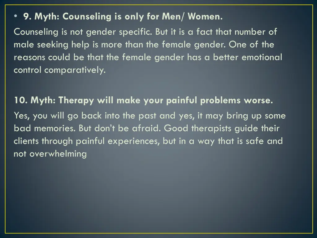 9 myth counseling is only for men women