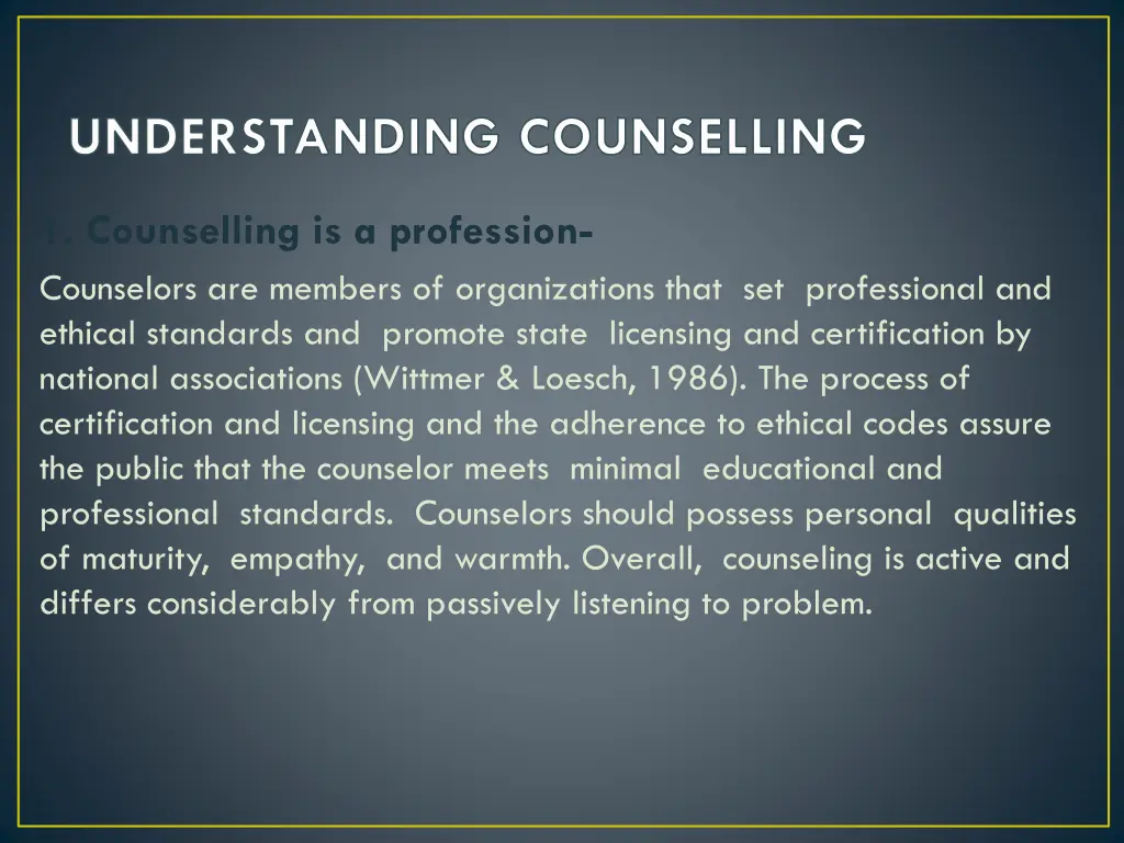 understanding counselling