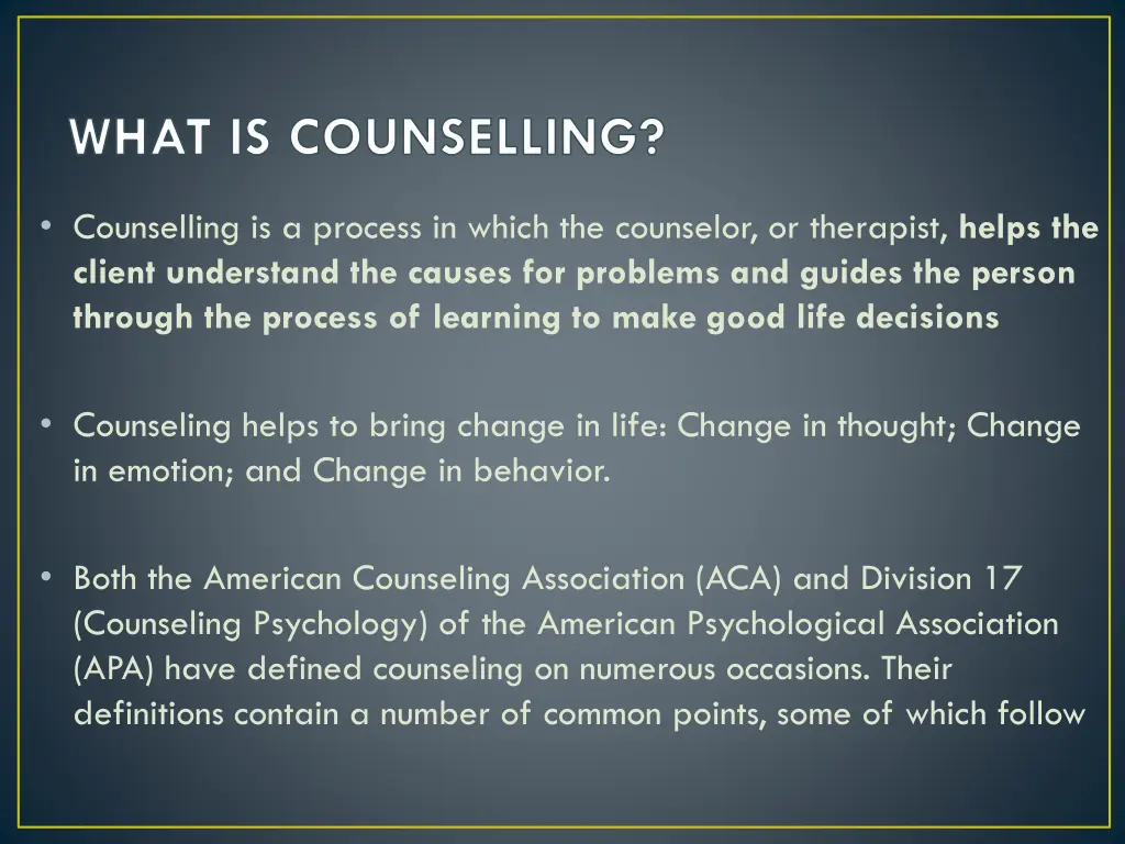 what is counselling