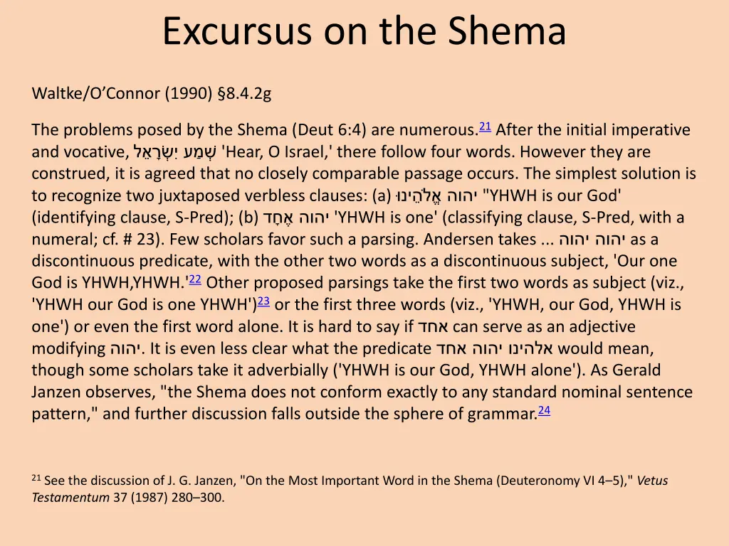 excursus on the shema