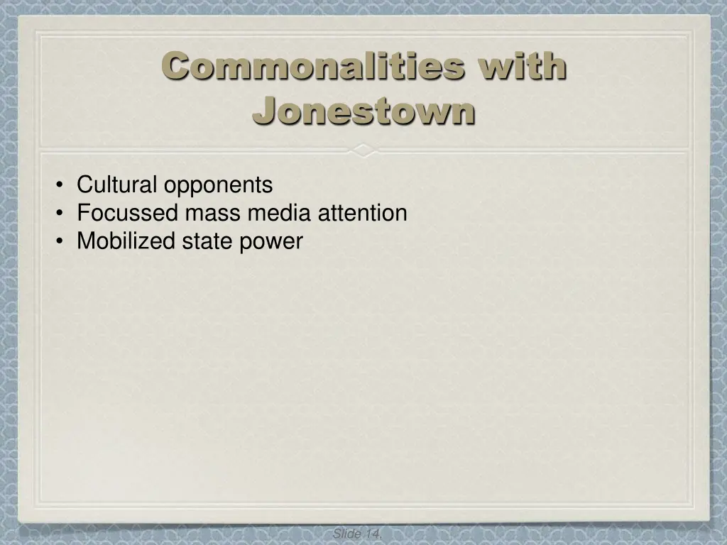 commonalities with jonestown