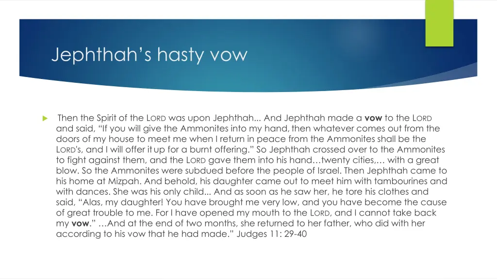 jephthah s hasty vow