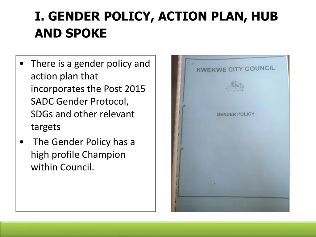 i gender policy action plan hub and spoke