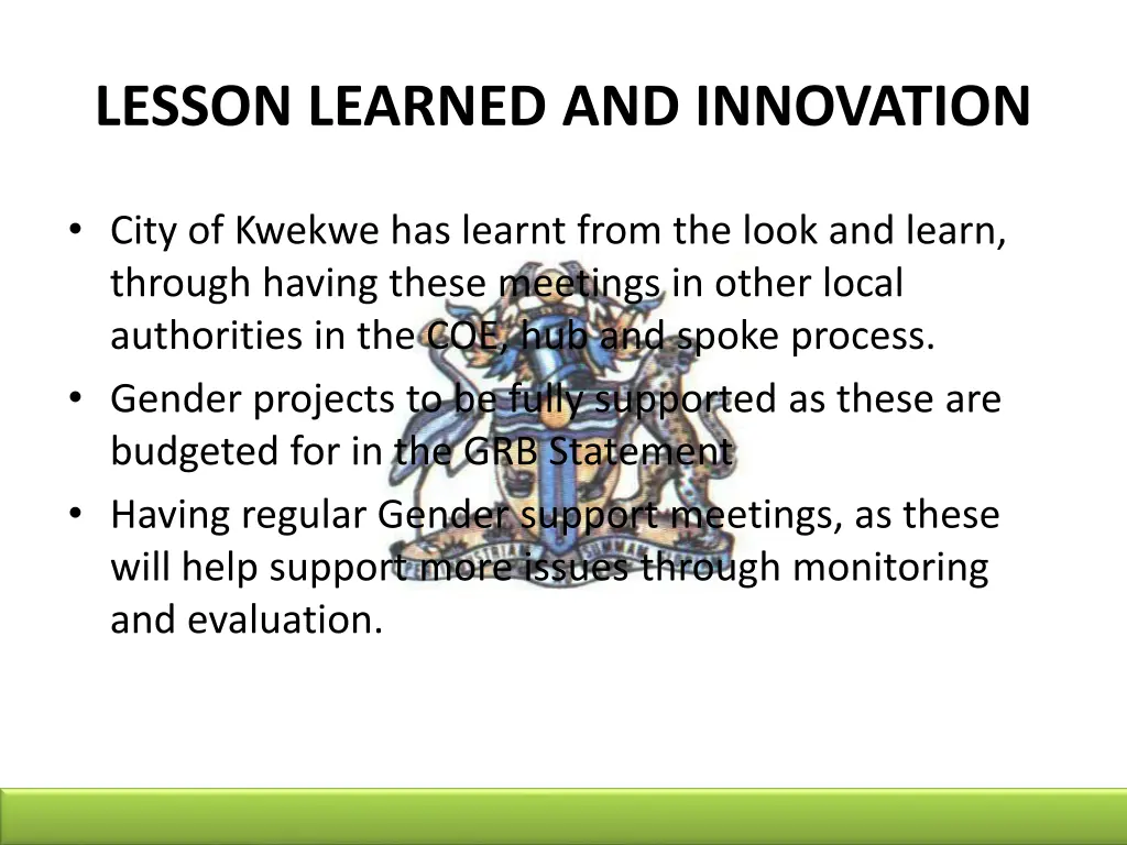lesson learned and innovation