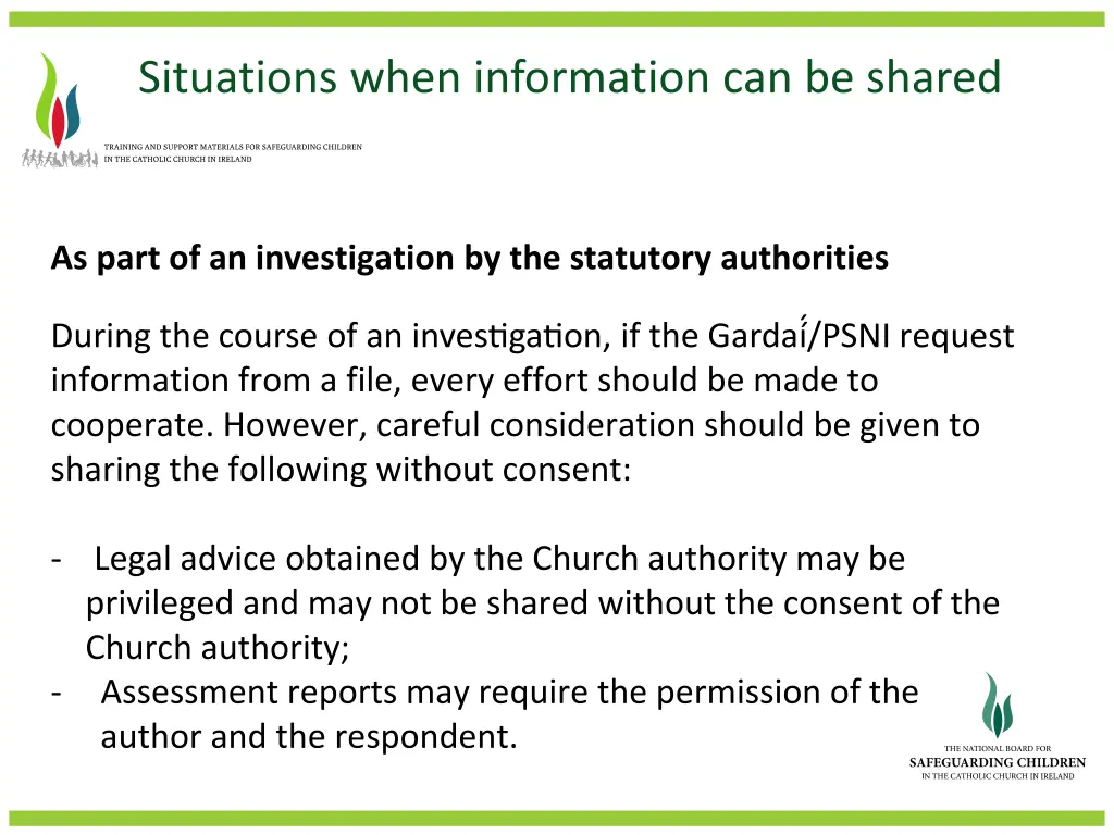 situations when information can be shared