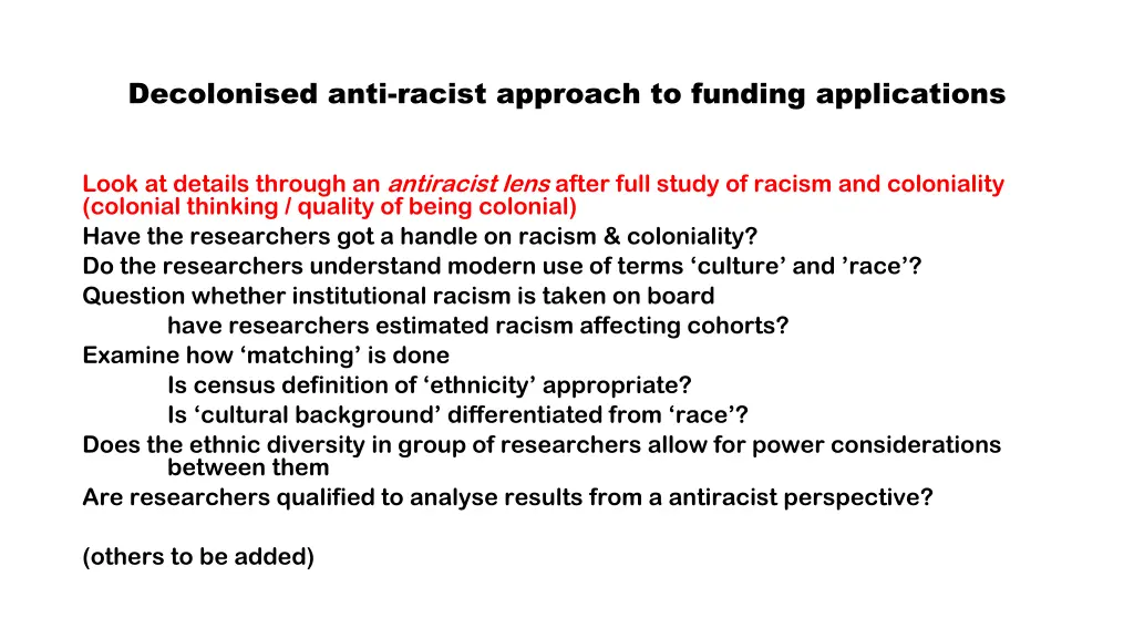 decolonised anti racist approach to funding