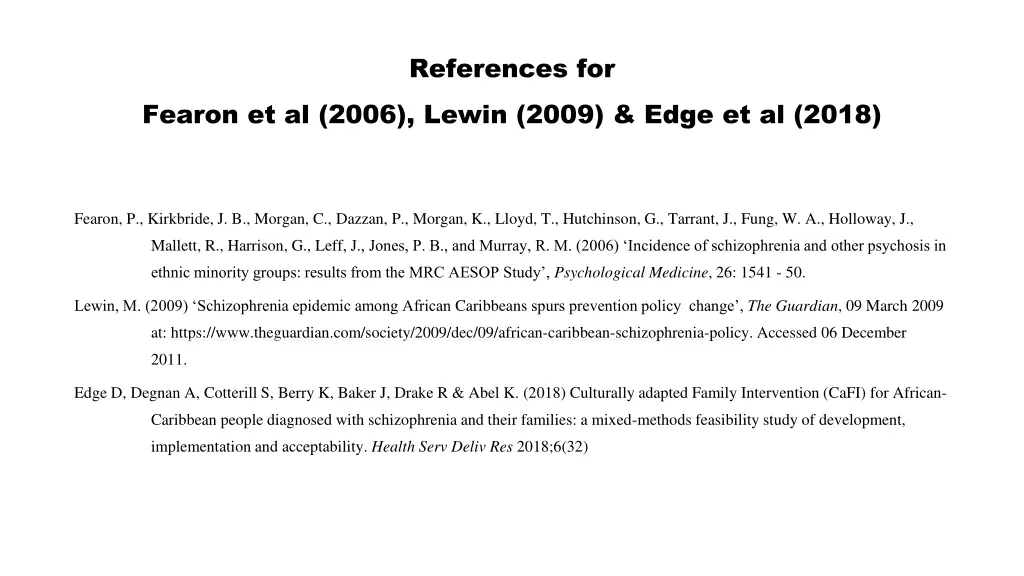 references for