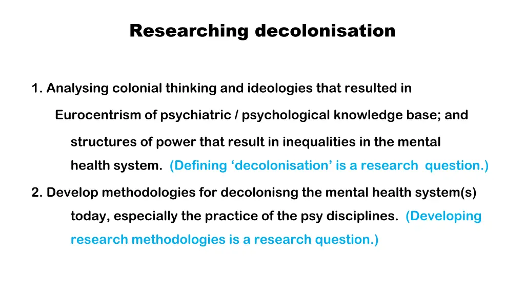 researching decolonisation