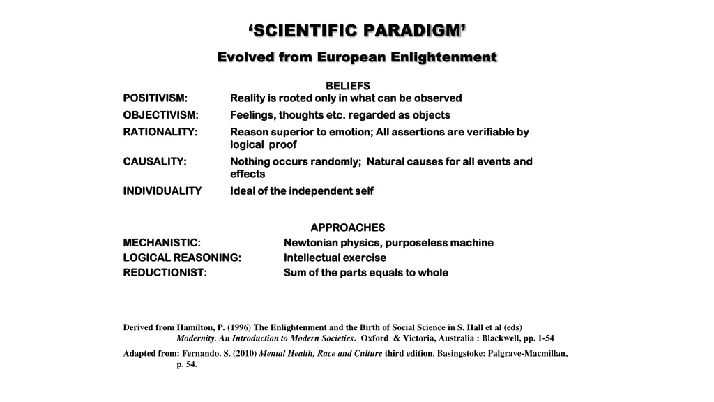 scientific paradigm evolved from european