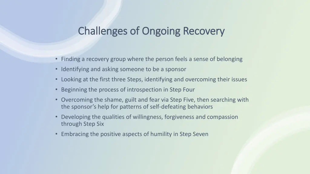 challenges of ongoing recovery challenges