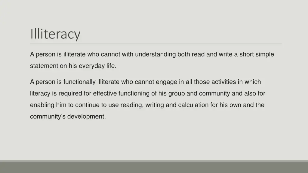 illiteracy