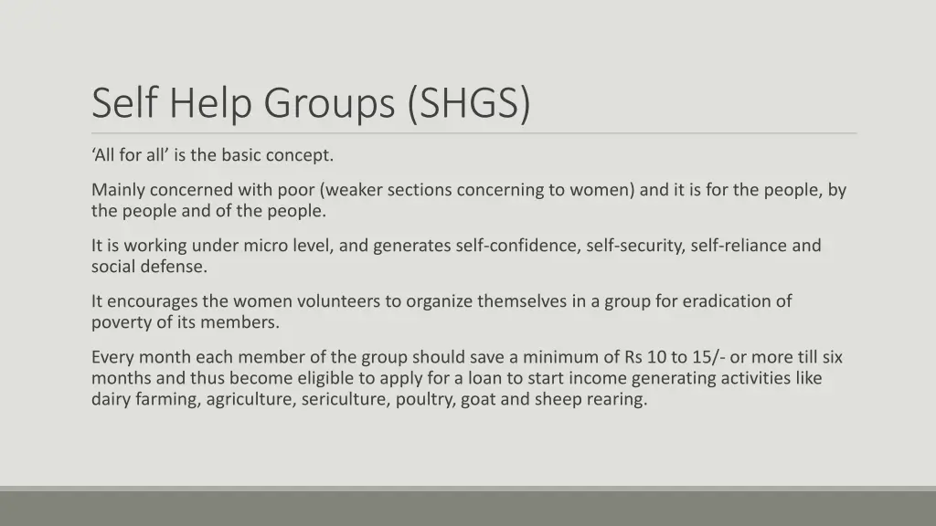 self help groups shgs