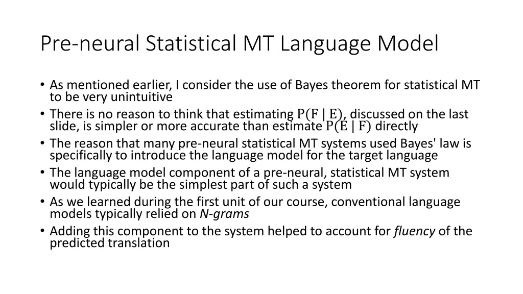 pre neural statistical mt language model