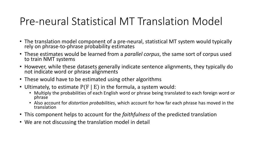 pre neural statistical mt translation model