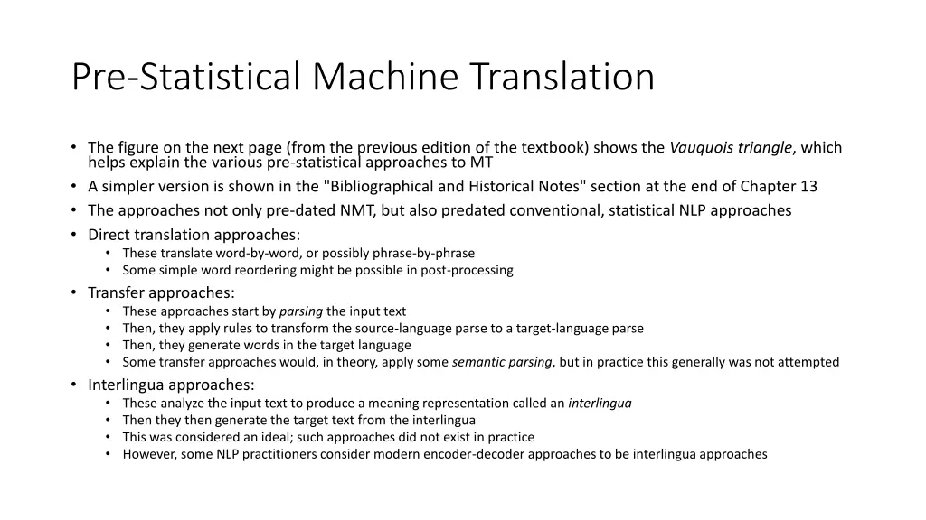 pre statistical machine translation