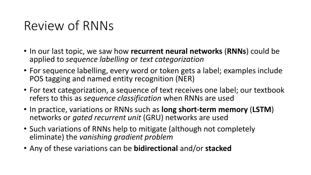review of rnns
