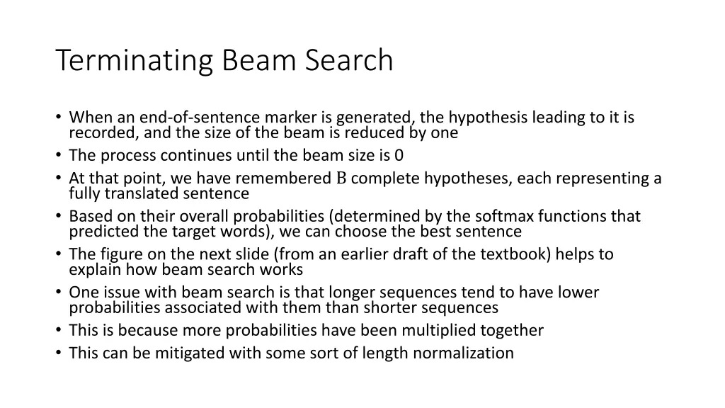 terminating beam search