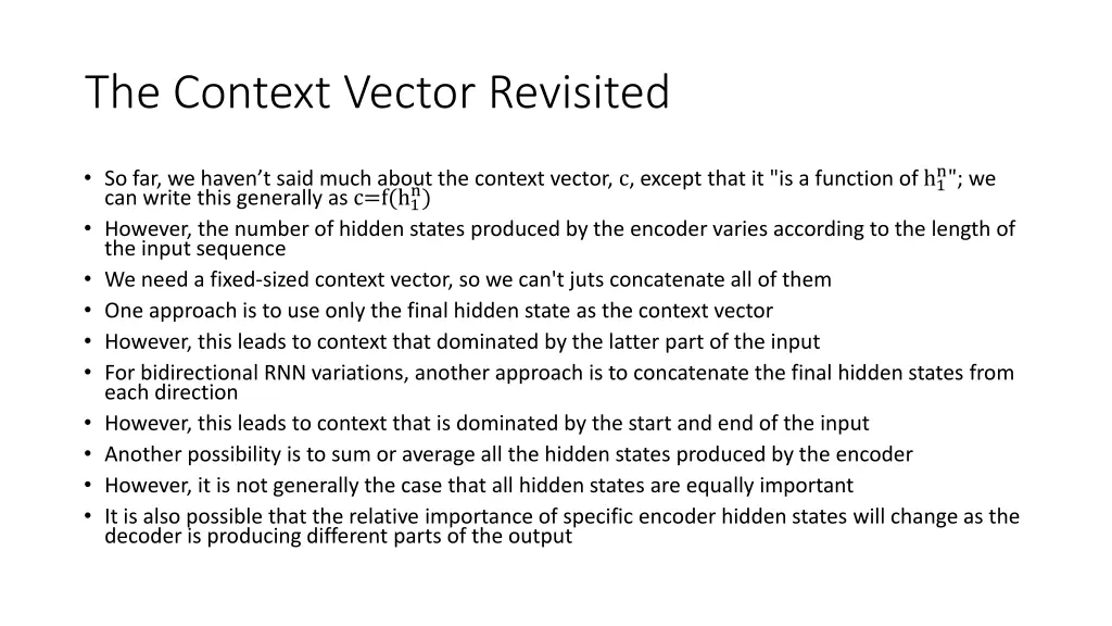 the context vector revisited