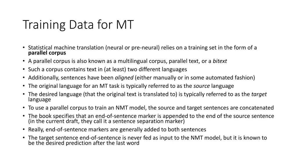training data for mt
