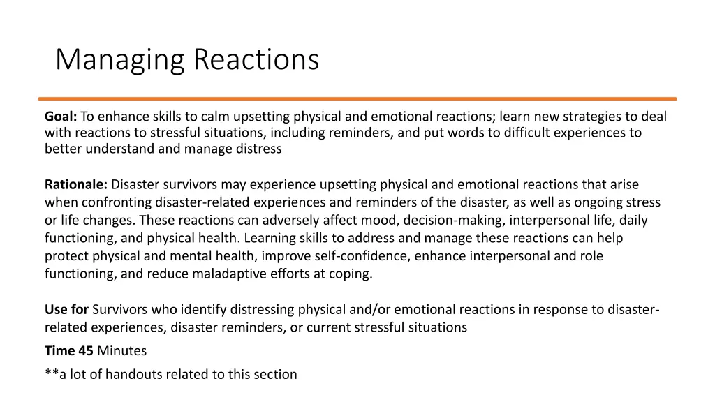 managing reactions