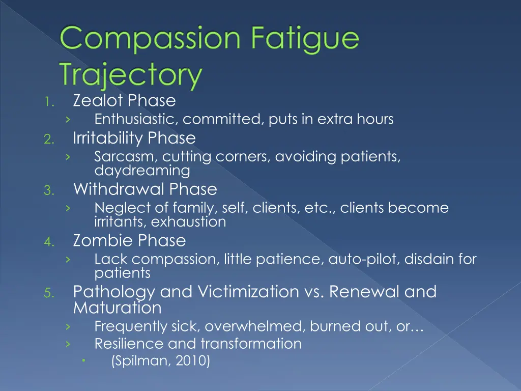compassion fatigue trajectory zealot phase