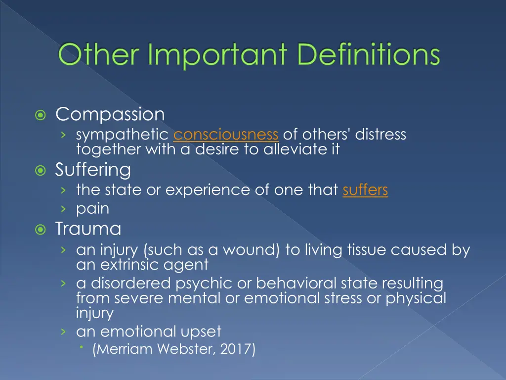 other important definitions