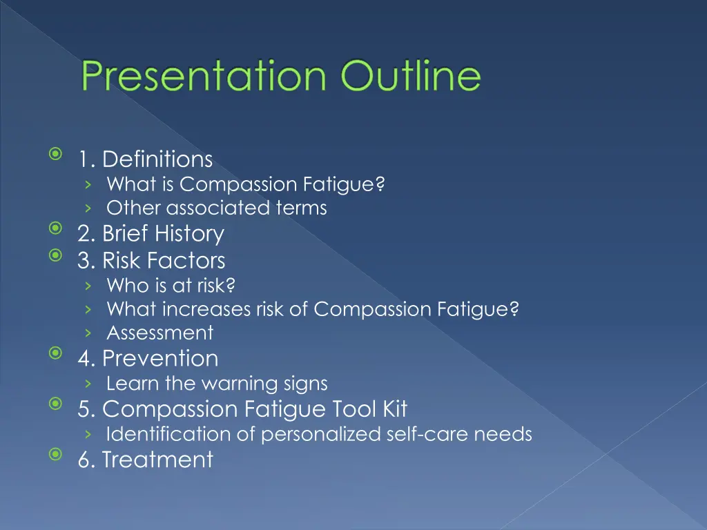 presentation outline