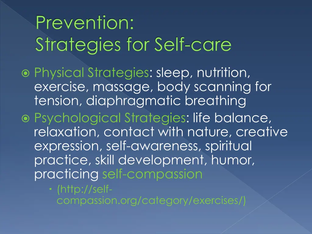 prevention strategies for self care