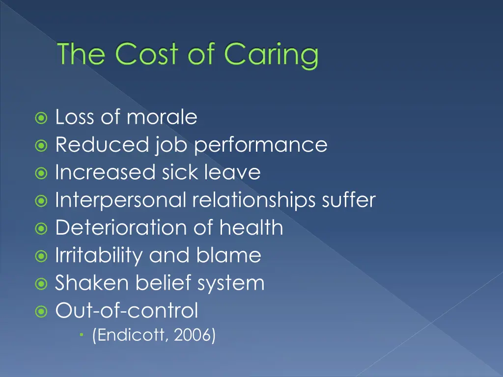 the cost of caring