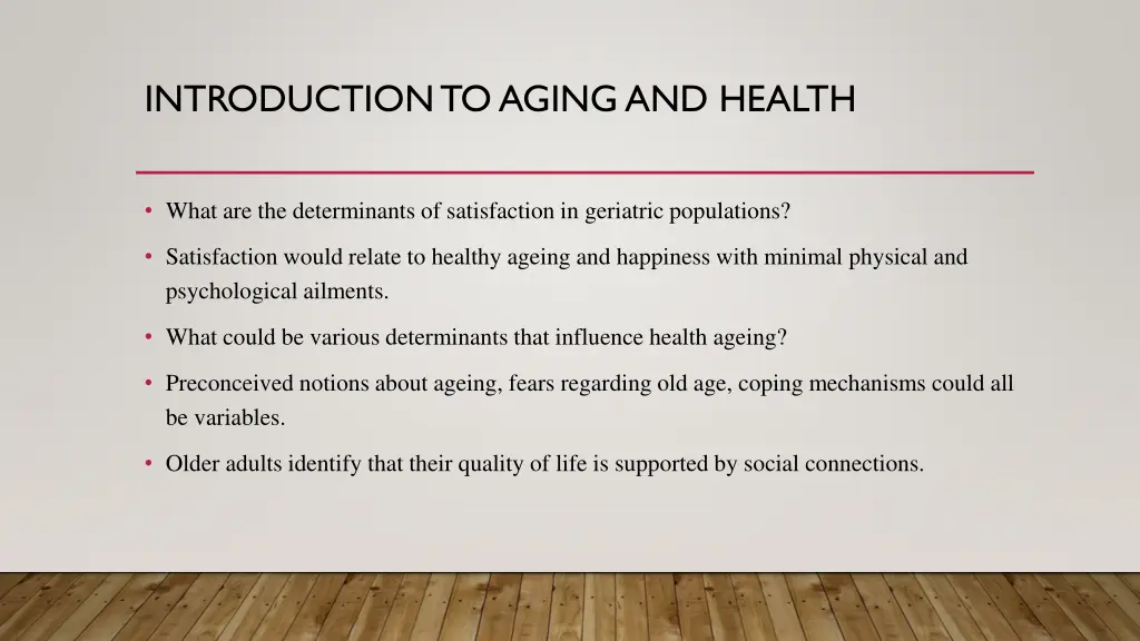 introduction to aging and health
