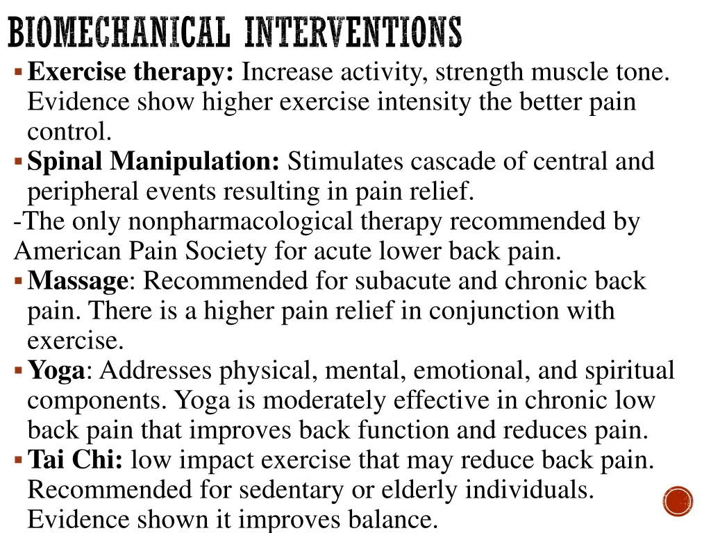 biomechanical interventions exercise therapy