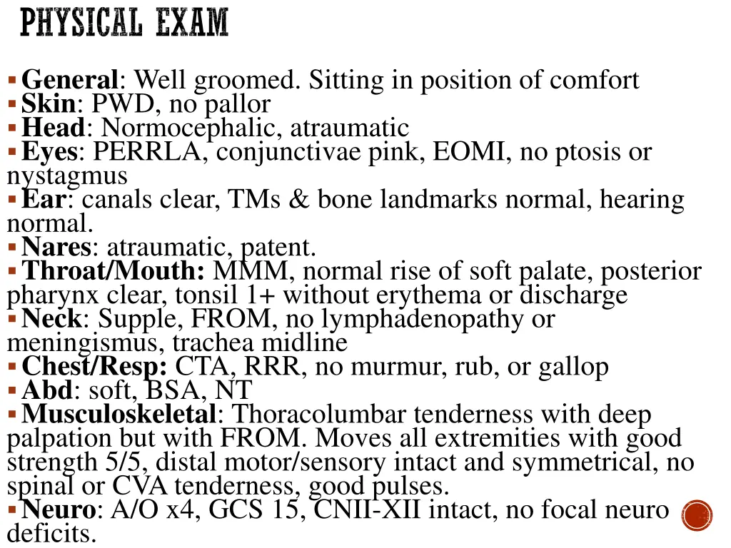 physical exam