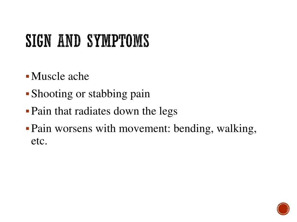 sign and symptoms