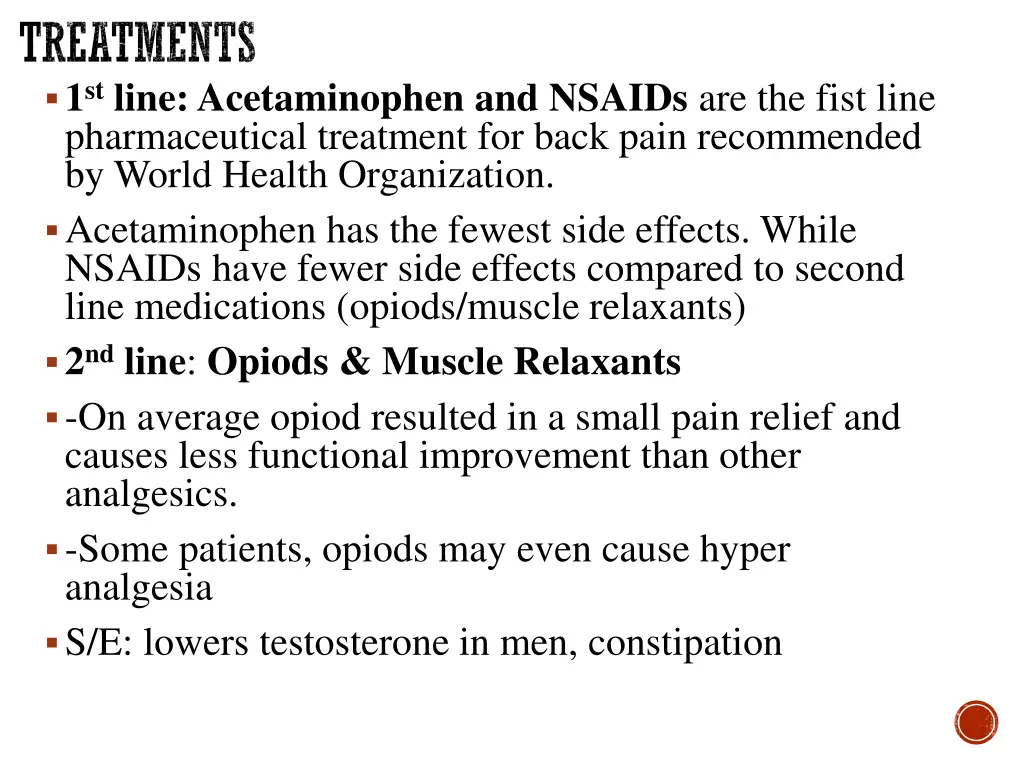 treatments 1 st line acetaminophen and nsaids