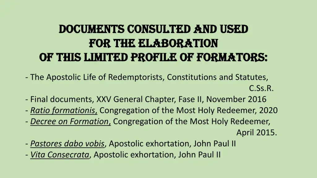 documents consulted and used documents consulted