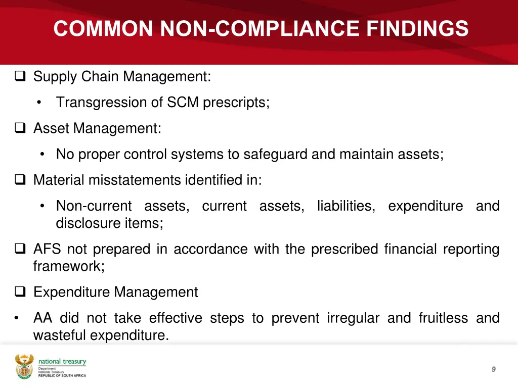 common non compliance findings