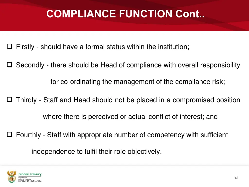 compliance function cont