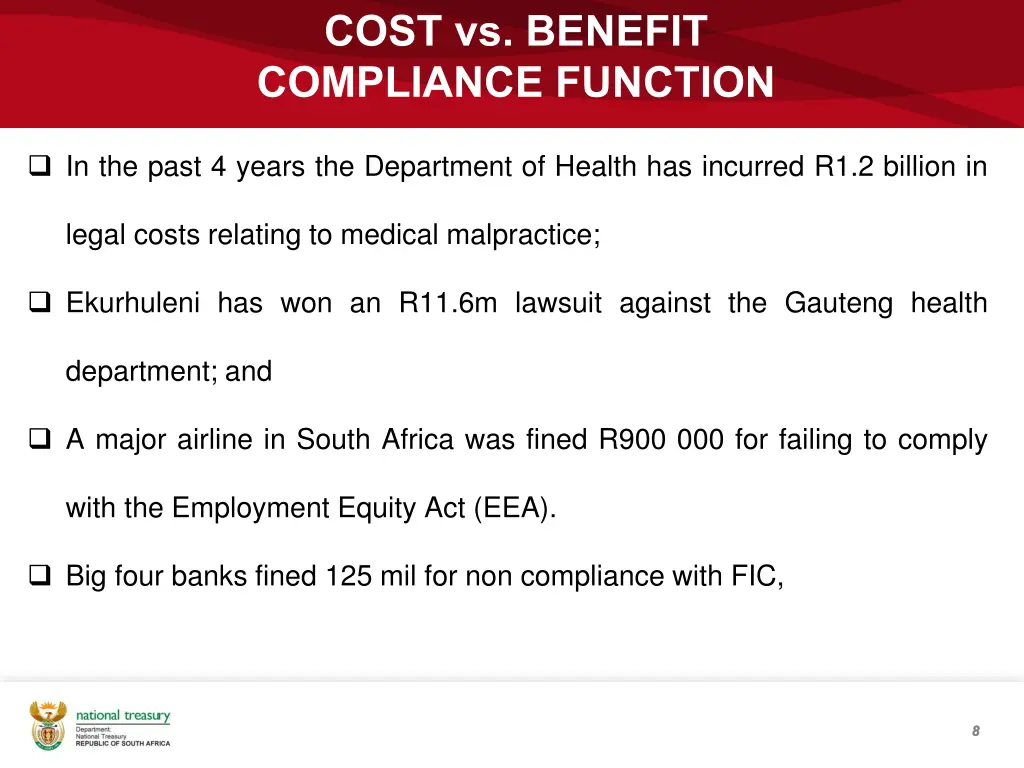 cost vs benefit compliance function