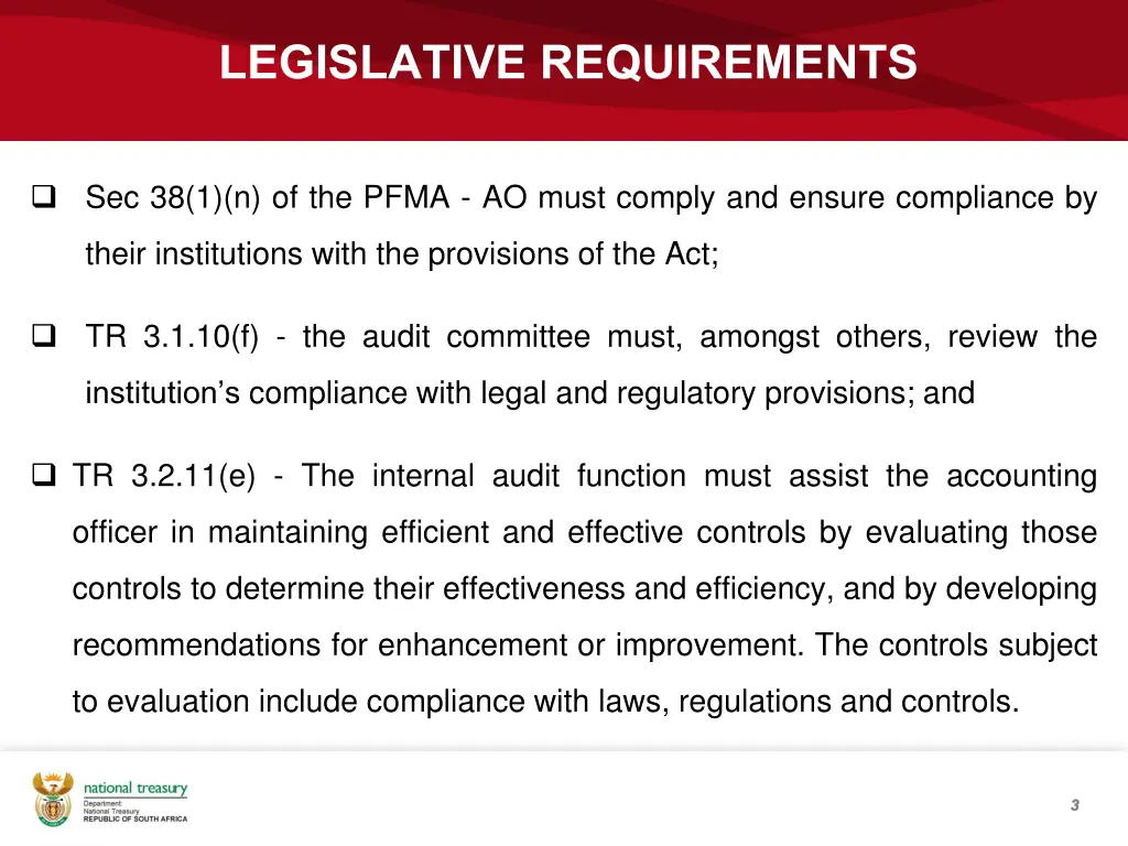 legislative requirements