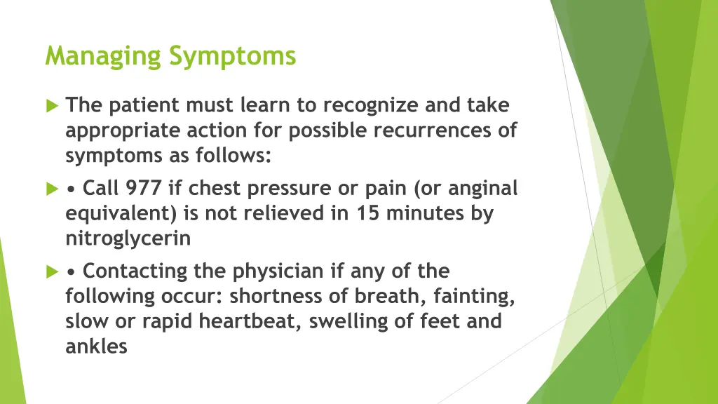 managing symptoms